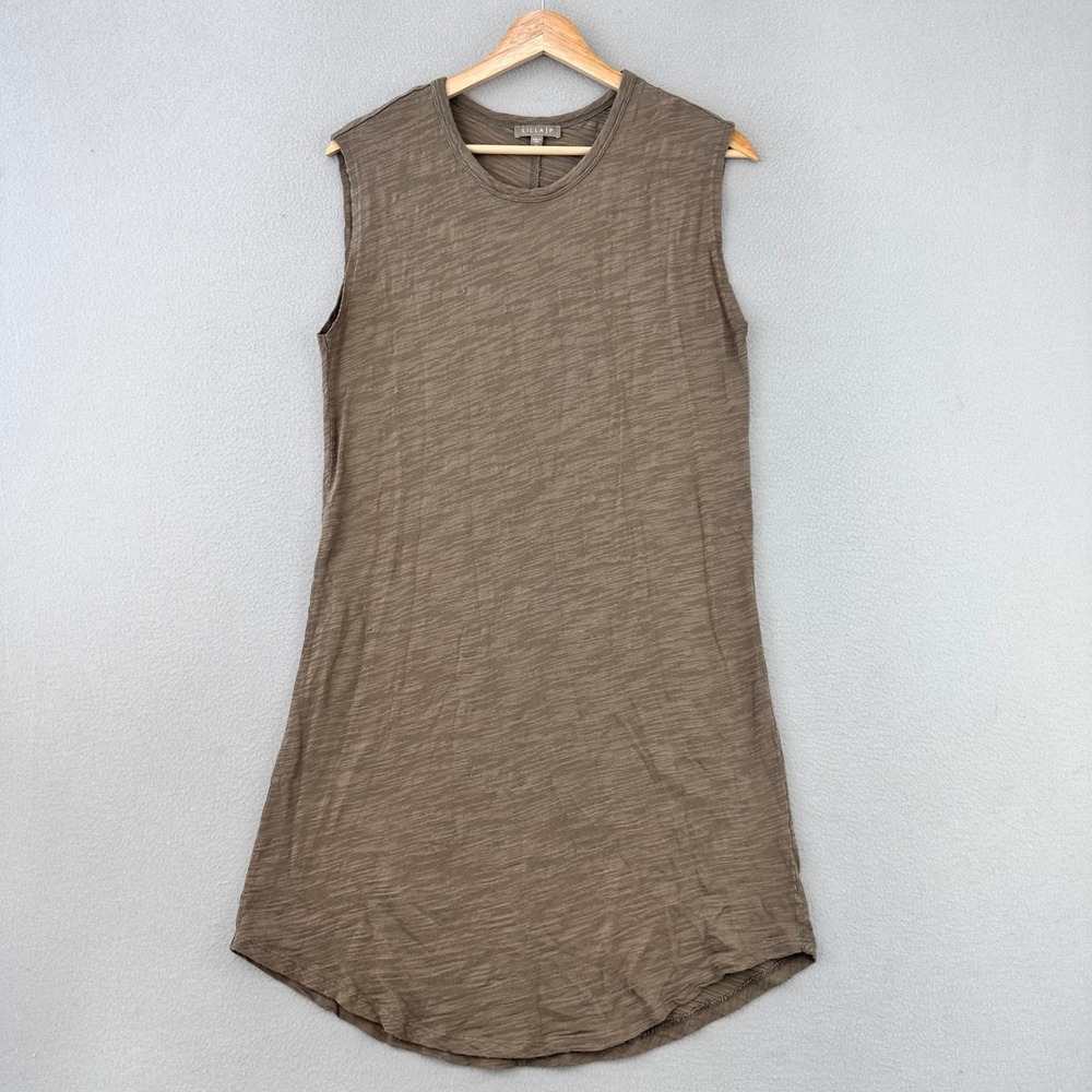 Lilla P Dress Womens S Brown Crewneck Cotton Sleeveless T-Shirt Beach Neutral